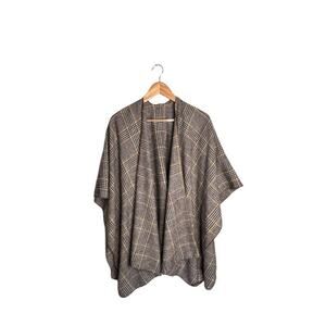 Viscose Shawl Checked Beige 6 Feet Wide Beige Brown Yellow Retro Classic Preppy